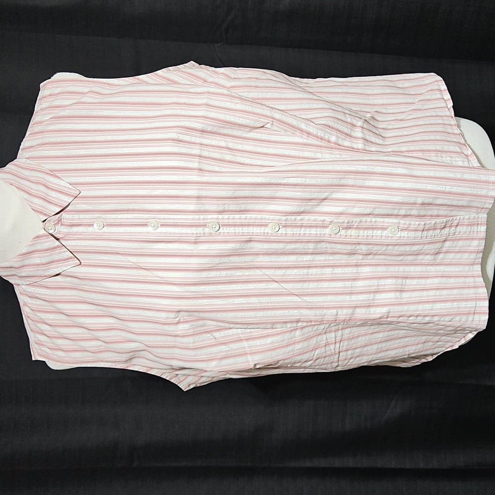 Striped Sleeveless Button Down Collared Blouse - image 1